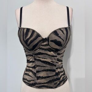 Marciano vintage Zebra Print Corset Top 36c